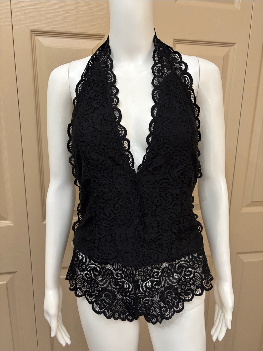 ACTIVE USA lacy halter bodysuit